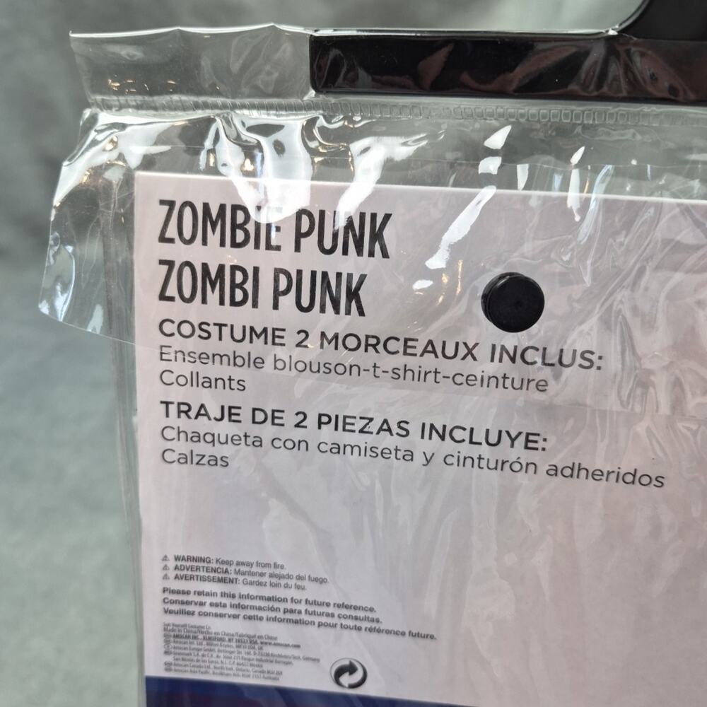 Zombie Punk Halloween Costume AMSCAN Girls Medium 8-10 2 Piece Pink Purple Black - Picture 6 of 7
